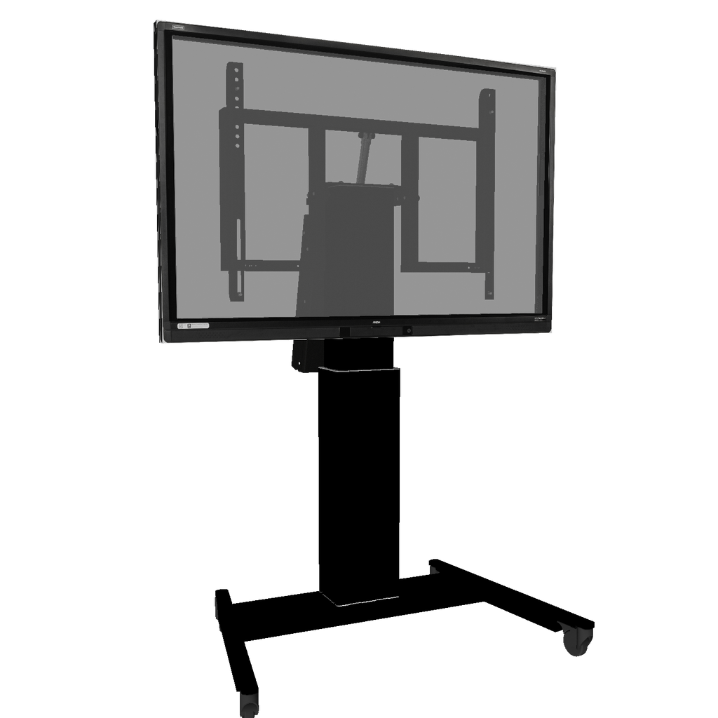 Elektrisch in hoogte verstelbare en kantelbare tv-trolley, verrijdbare monitorstandaard, 50 cm slag