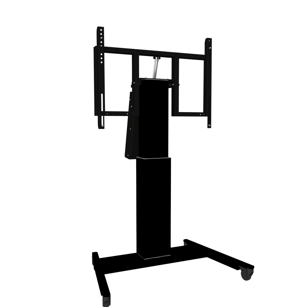 Elektrisch in hoogte verstelbare en kantelbare tv-trolley, verrijdbare monitorstandaard, 50 cm slag