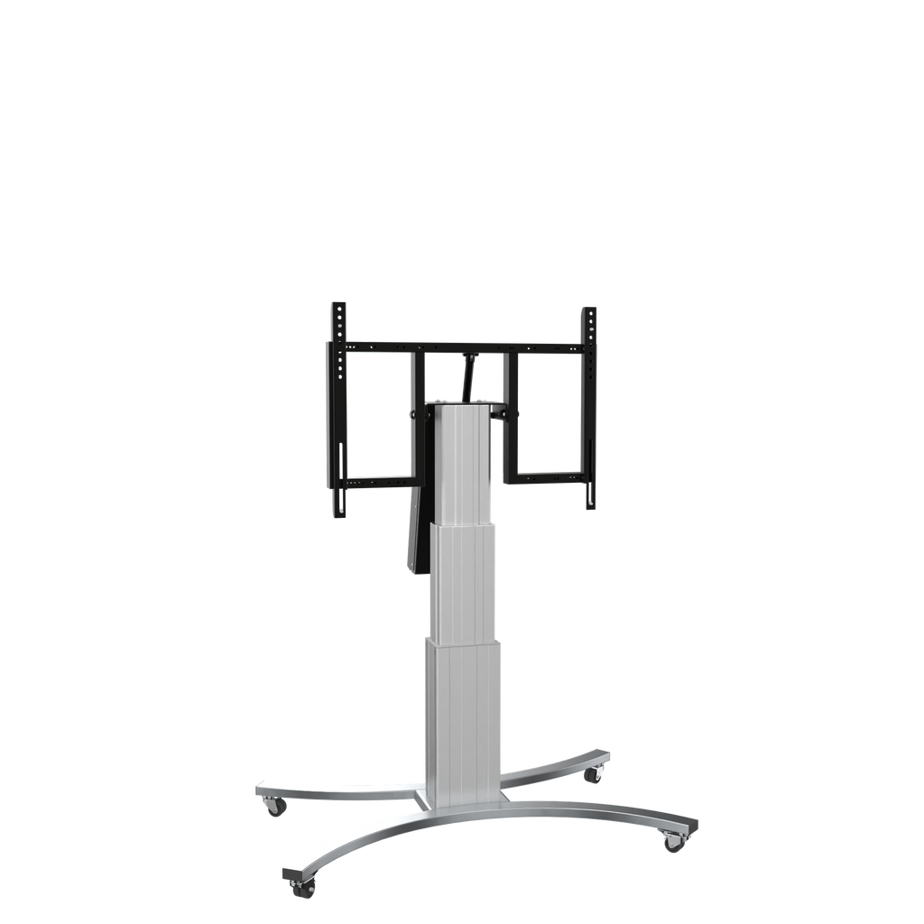Elektrisch in hoogte verstelbare en kantelbare tv-trolley, verrijdbare monitorstandaard, 70 cm slag