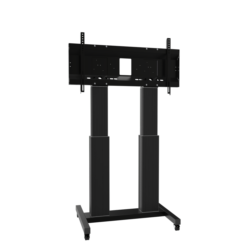 Elektrisch in hoogte verstelbare heavy duty XL tv-trolley, verrijdbaar monitorstatief met 50 cm slag