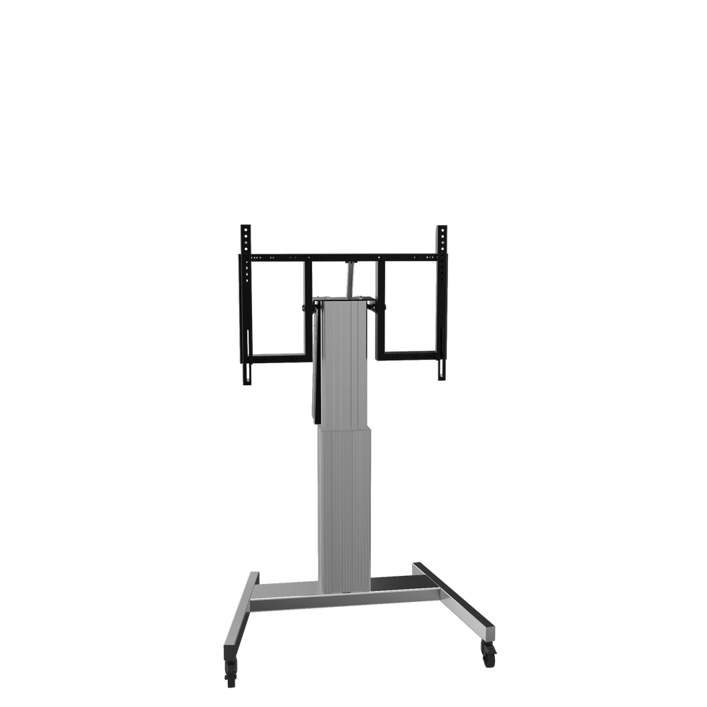Elektrisch in hoogte verstelbare en kantelbare tv-trolley, verrijdbare monitorstandaard, 50 cm slag