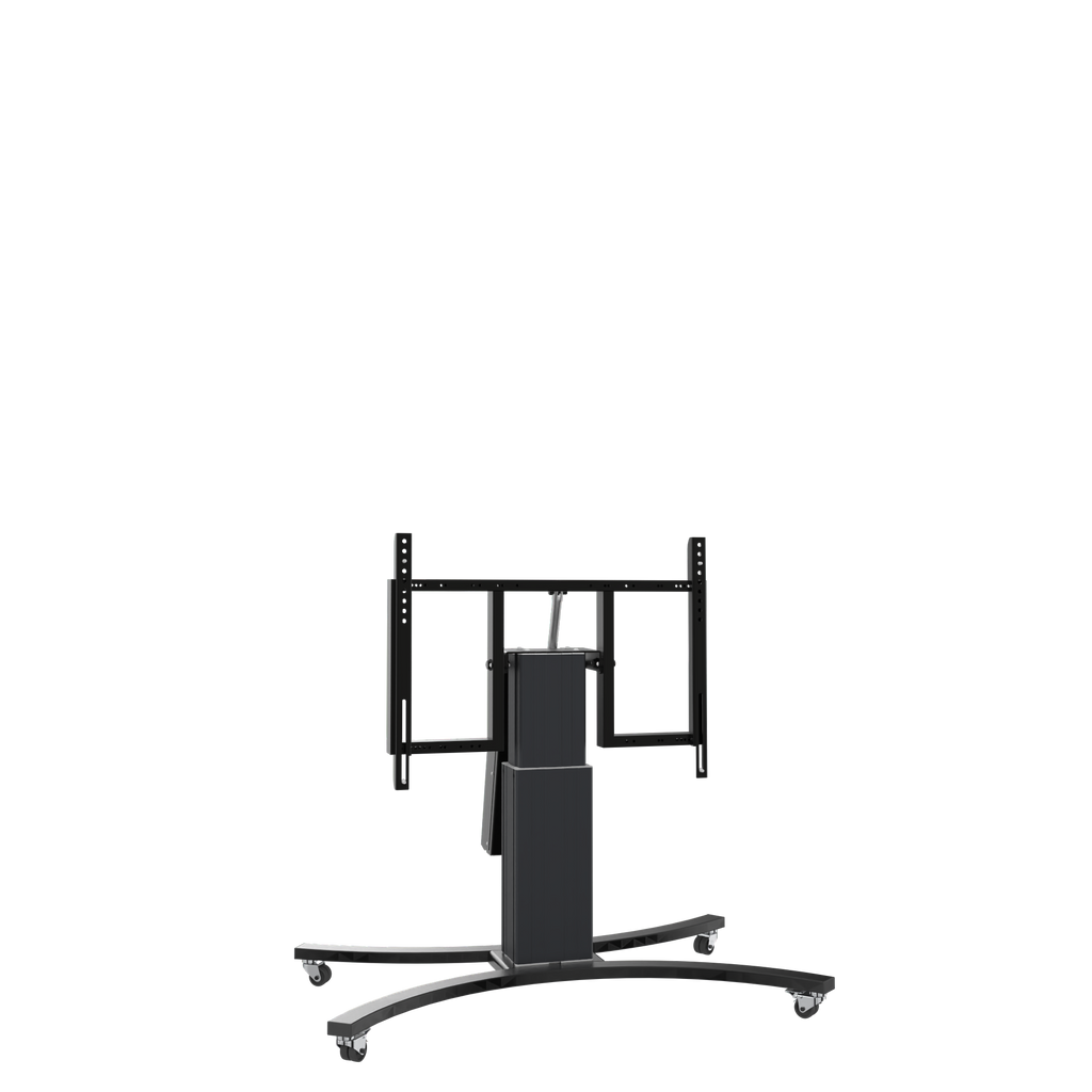 Elektrisch in hoogte verstelbare en kantelbare tv-trolley, verrijdbare monitorstandaard, slag 28 cm