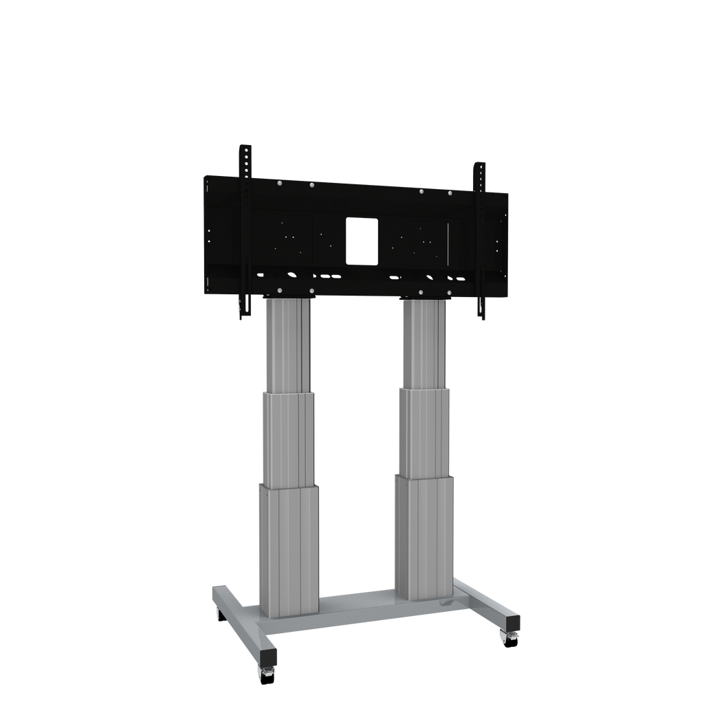 Elektrisch in hoogte verstelbare heavy duty XL tv-trolley, verrijdbaar monitorstatief met 70 cm slag