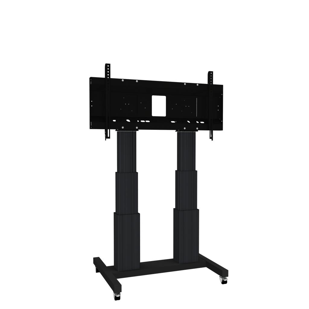 Elektrisch in hoogte verstelbare heavy duty XL tv-trolley, verrijdbaar monitorstatief met 70 cm slag