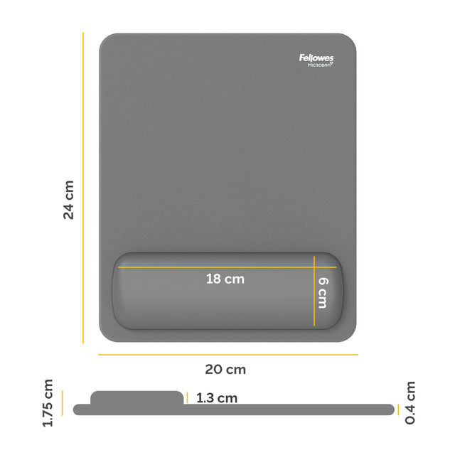 Muismat met polssteun Fellowes Breyta grijs