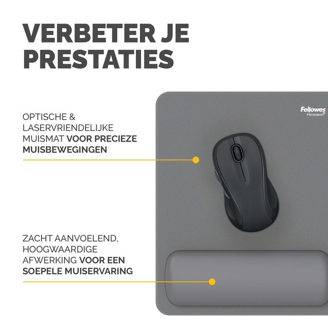 Muismat met polssteun Fellowes Breyta grijs