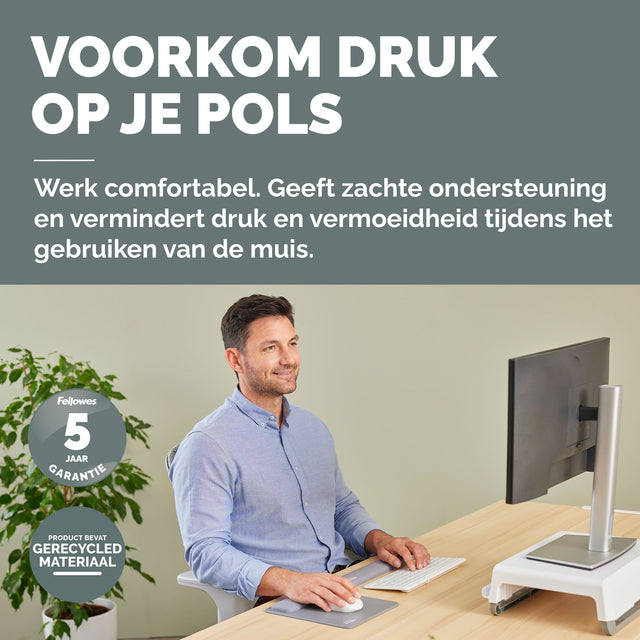 Muismat met polssteun Fellowes Breyta grijs