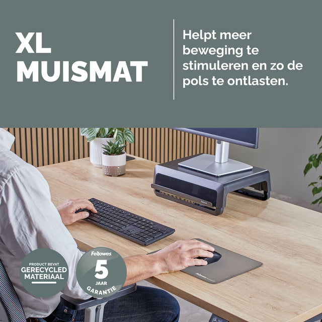 Muismat Fellowes Breyta XL grijs