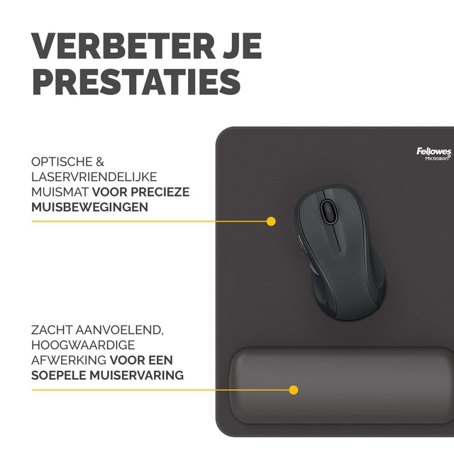 Muismat met polssteun Fellowes Breyta zwart