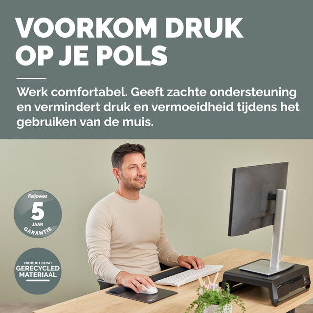 Muismat met polssteun Fellowes Breyta XL zwart