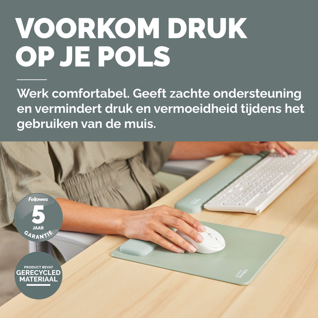 Muismat met polssteun Fellowes Breyta XL saliegroen