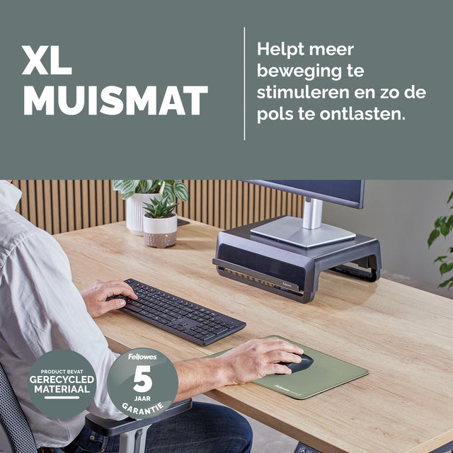 Muismat Fellowes Breyta XL saliegroen