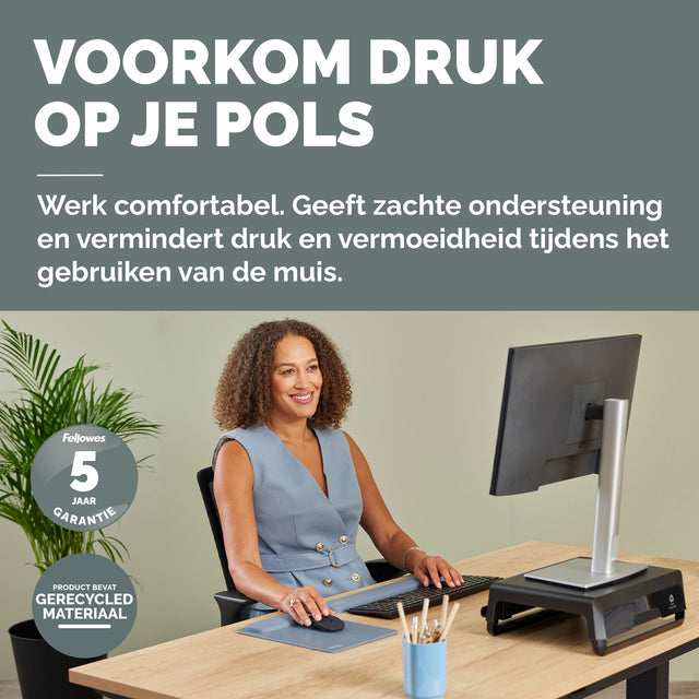 Muismat met polssteun Fellowes Breyta XL blauw