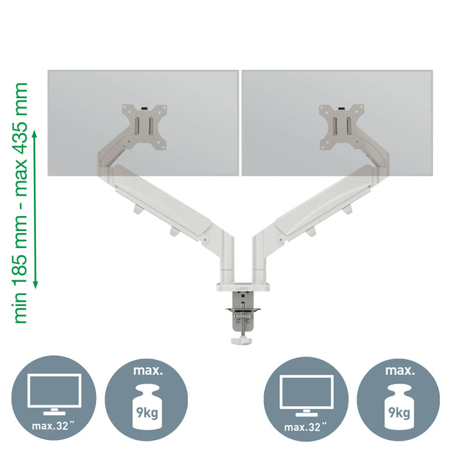 Monitorarm Leitz Ergo ruimtebesparend dubbel grijs