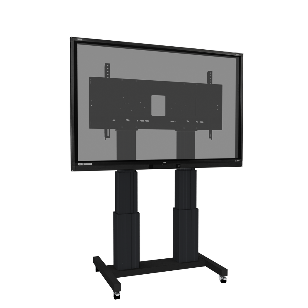 Elektrisch in hoogte verstelbare heavy duty XL tv-trolley, verrijdbaar monitorstatief met 70 cm slag