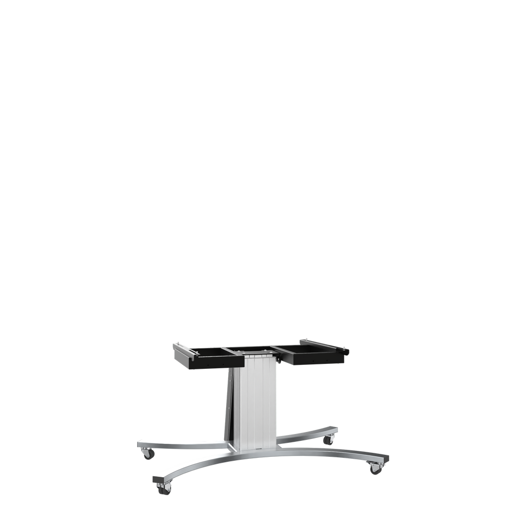 Elektrisch in hoogte verstelbare en kantelbare tv-trolley, verrijdbare monitorstandaard, slag 28 cm