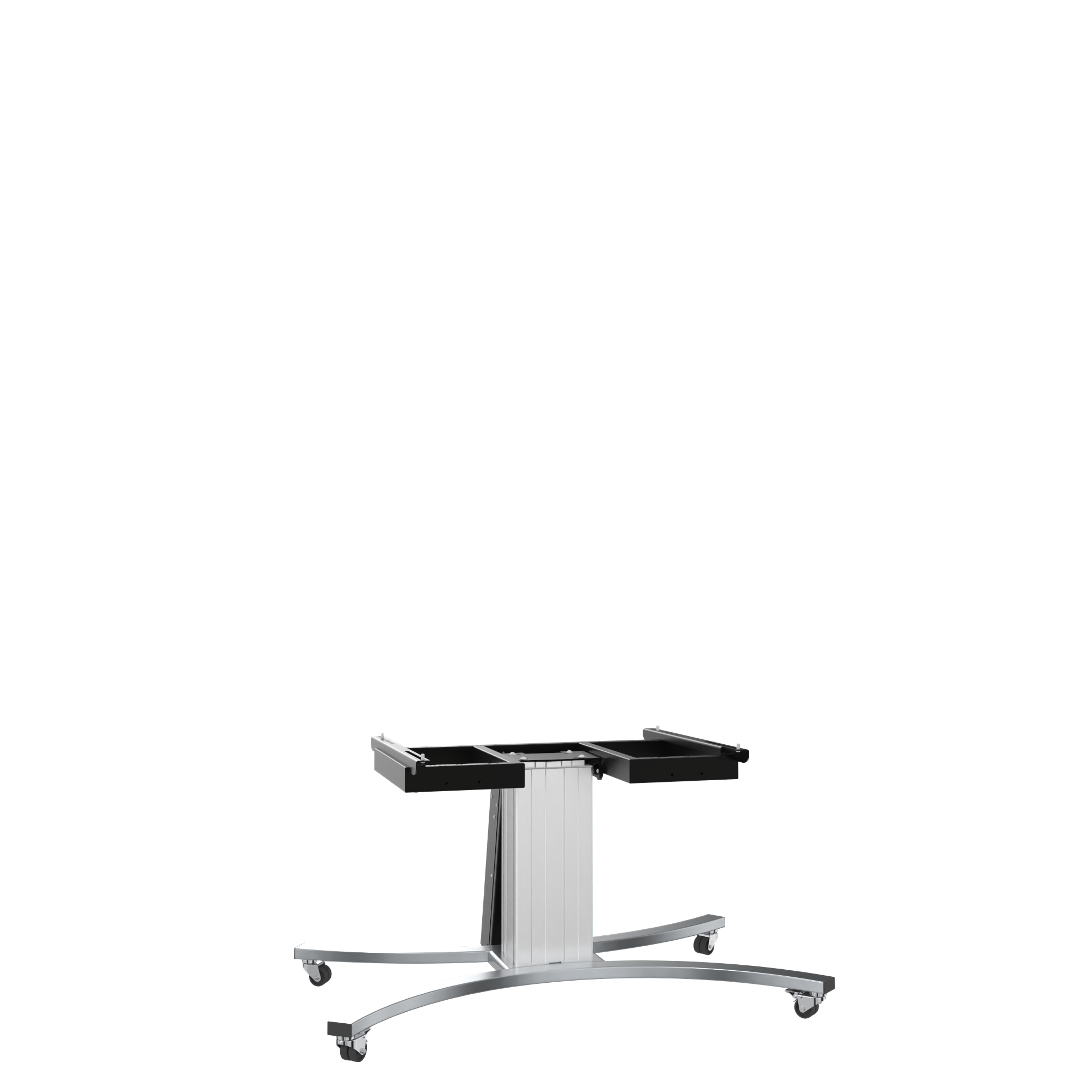 Elektrisch in hoogte verstelbare en kantelbare tv-trolley, verrijdbare monitorstandaard, slag 28 cm