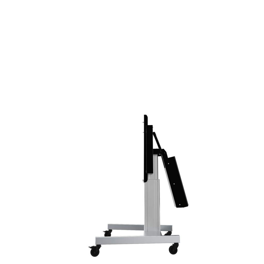 Elektrisch in hoogte verstelbare en kantelbare tv-trolley, verrijdbare monitorstandaard, slag 28 cm