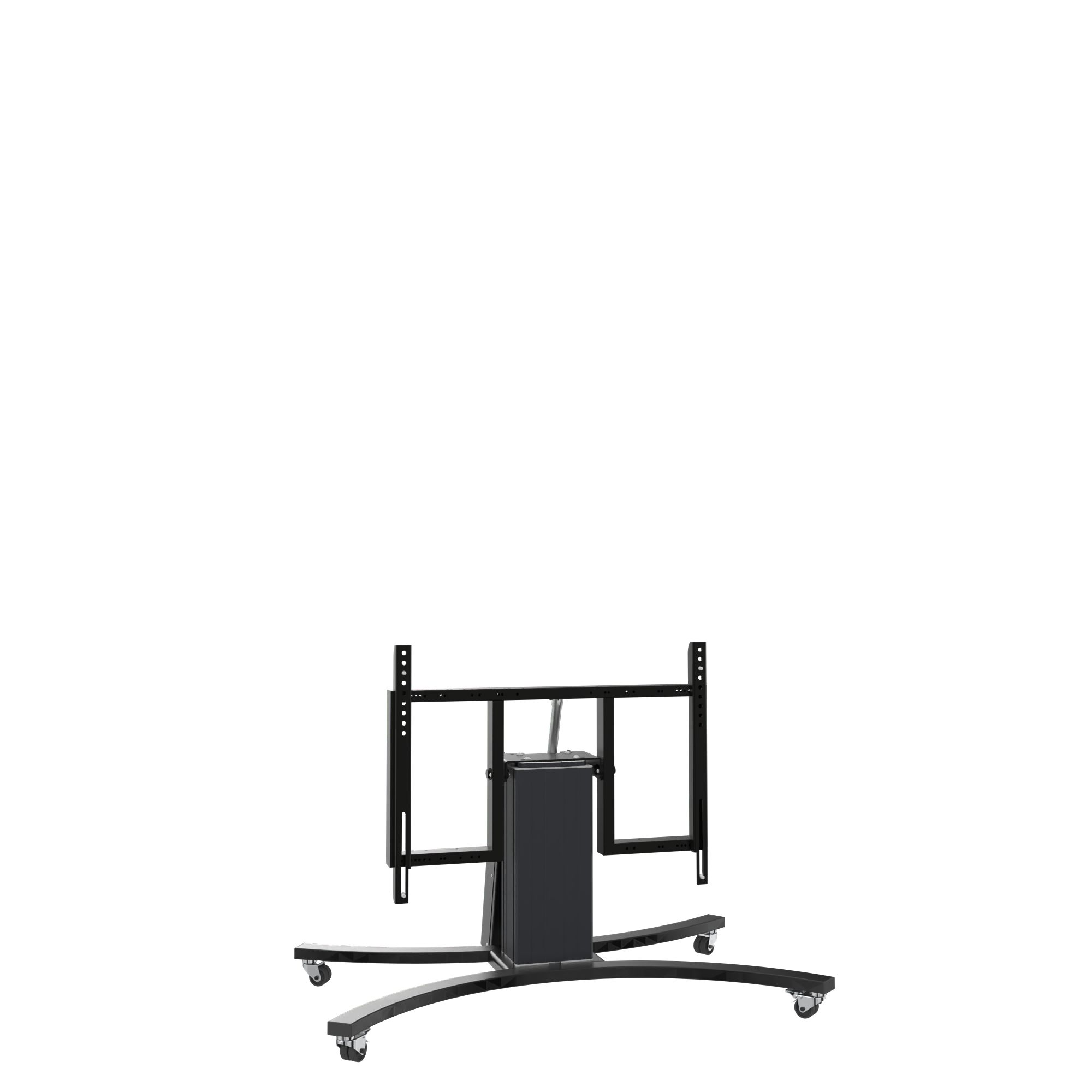 Elektrisch in hoogte verstelbare en kantelbare tv-trolley, verrijdbare monitorstandaard, slag 28 cm