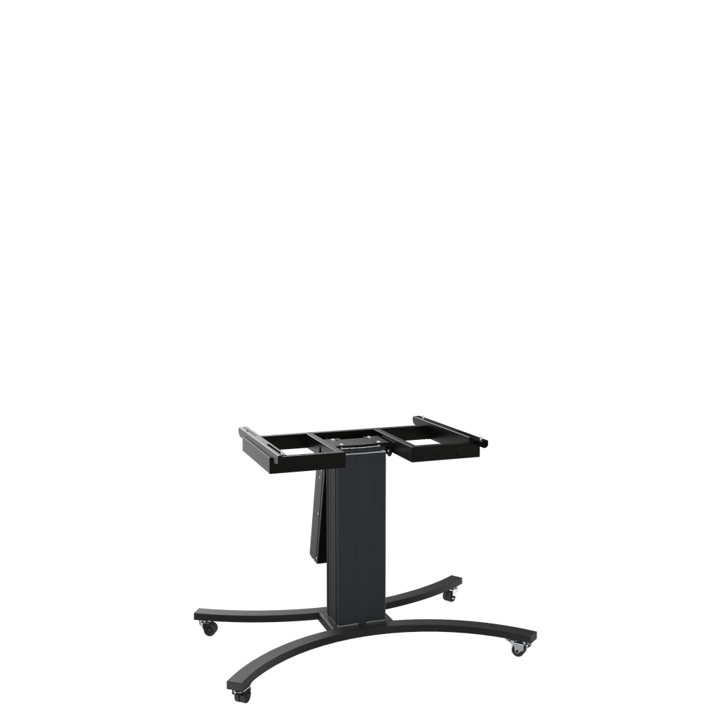 Elektrisch in hoogte verstelbare en kantelbare tv-trolley, verrijdbare monitorstandaard, 50 cm slag