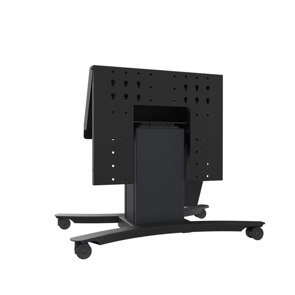 Elektrisch in hoogte verstelbare en kantelbare tv-trolley, verrijdbare monitorstandaard, 50 cm slag