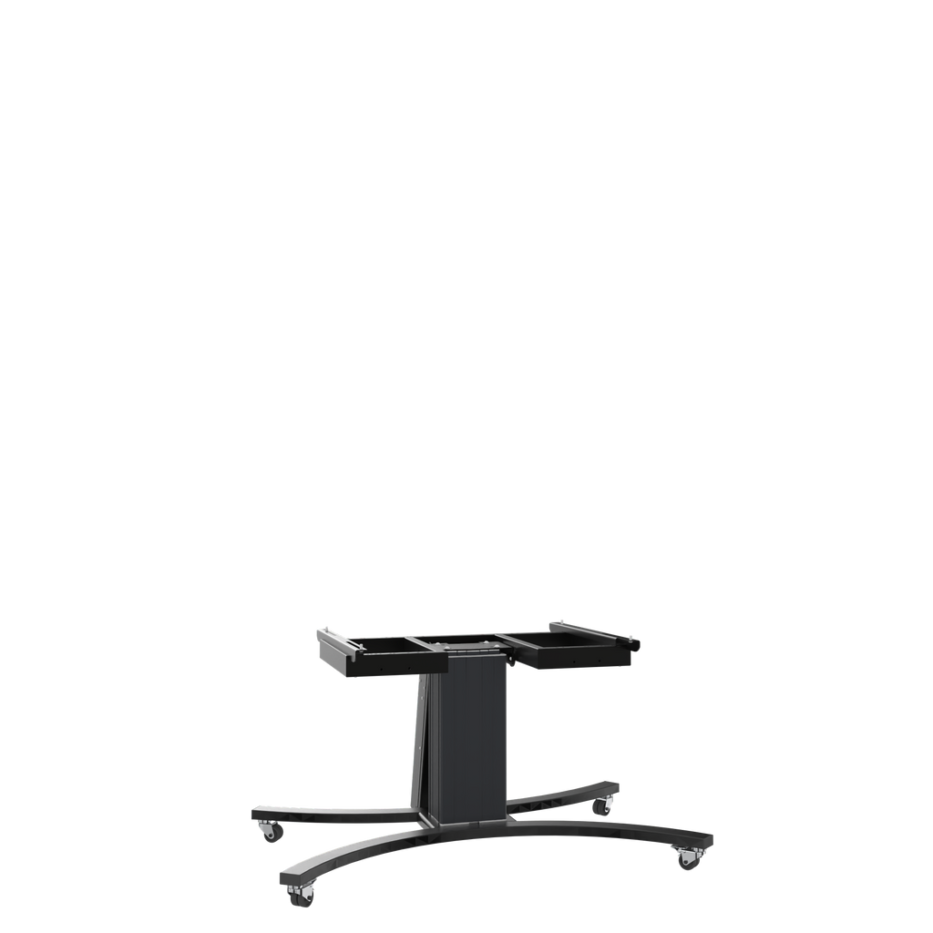Elektrisch in hoogte verstelbare en kantelbare tv-trolley, verrijdbare monitorstandaard, slag 28 cm