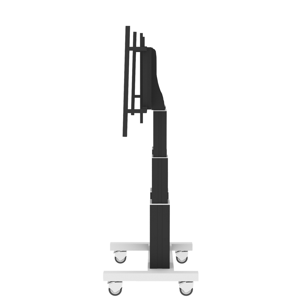 Elektrisch in hoogte verstelbare heavy duty XL tv-trolley, verrijdbaar monitorstatief met 70 cm slag en grote handgrepen