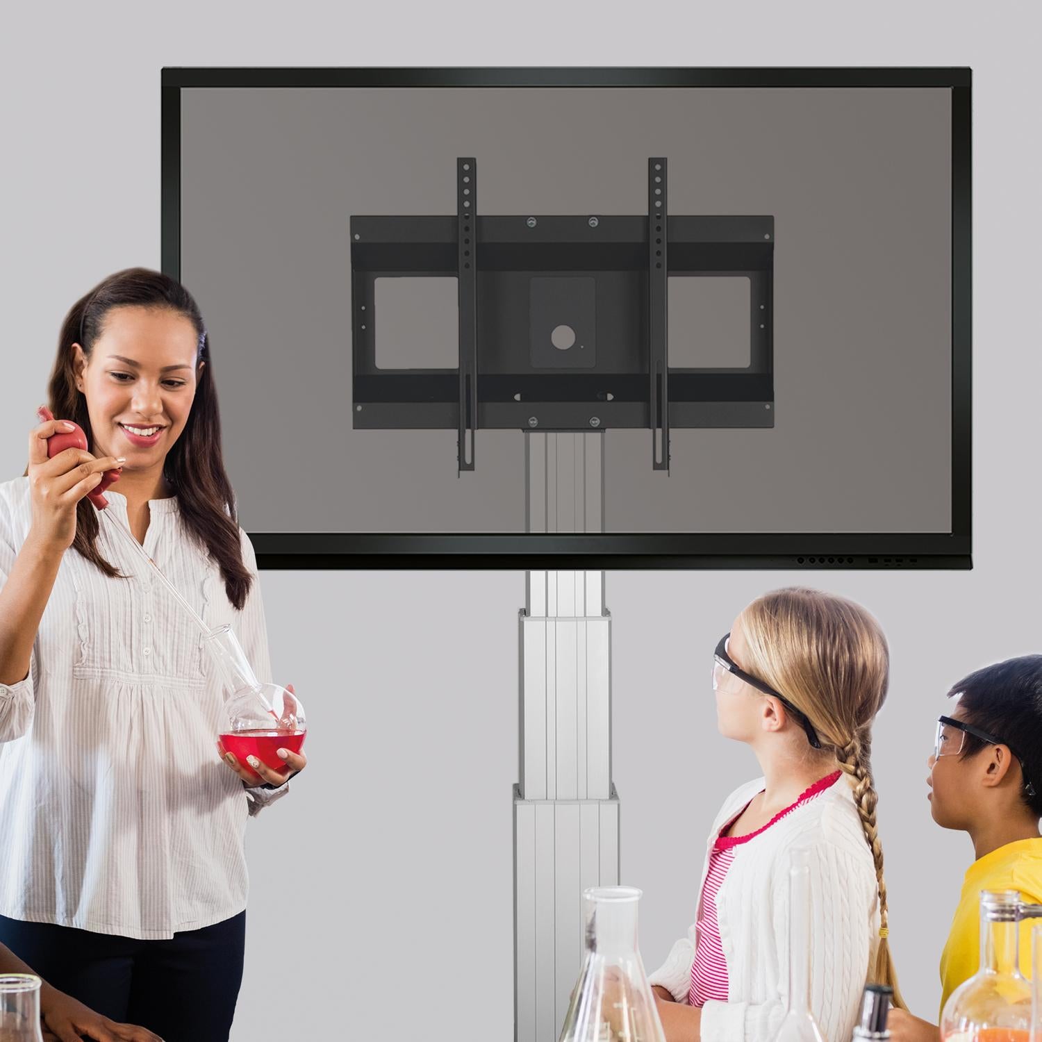 Elektrisch in hoogte verstelbare monitor muurbeugel, 70 cm slag