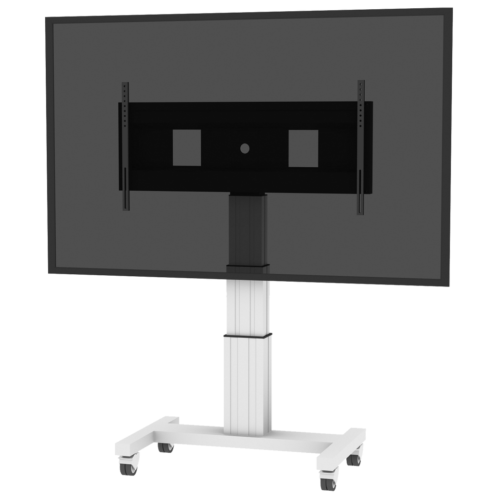 Elektrisch in hoogte verstelbaar XL TV rolstatief, verrijdbaar monitorstatief, 70 cm slag