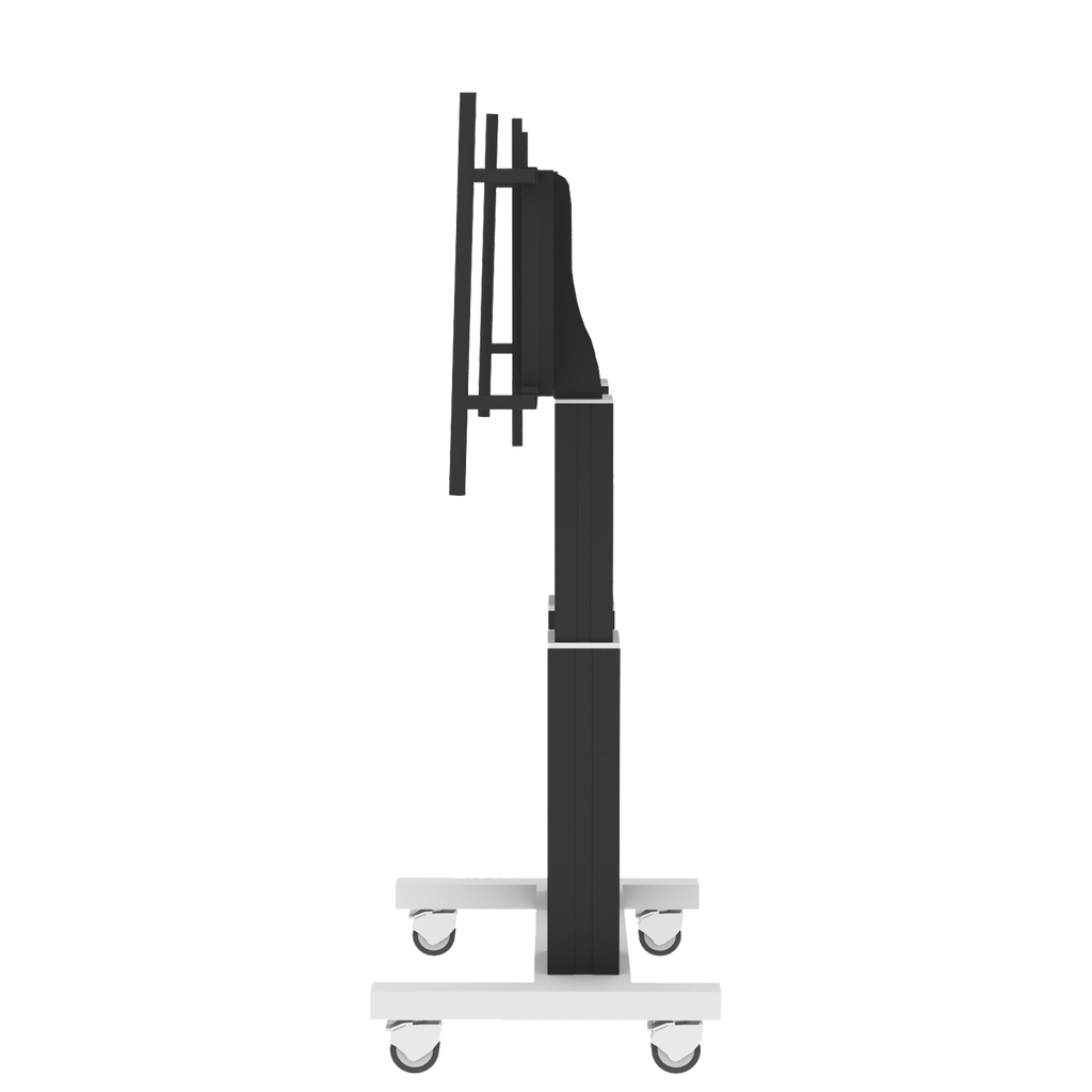Elektrisch in hoogte verstelbare heavy duty XL tv-trolley, verrijdbaar monitorstatief met 50 cm slag en grote handgrepen