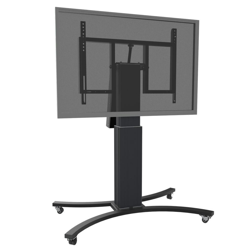 Elektrisch in hoogte verstelbare en kantelbare tv-trolley, verrijdbare monitorstandaard, 50 cm slag