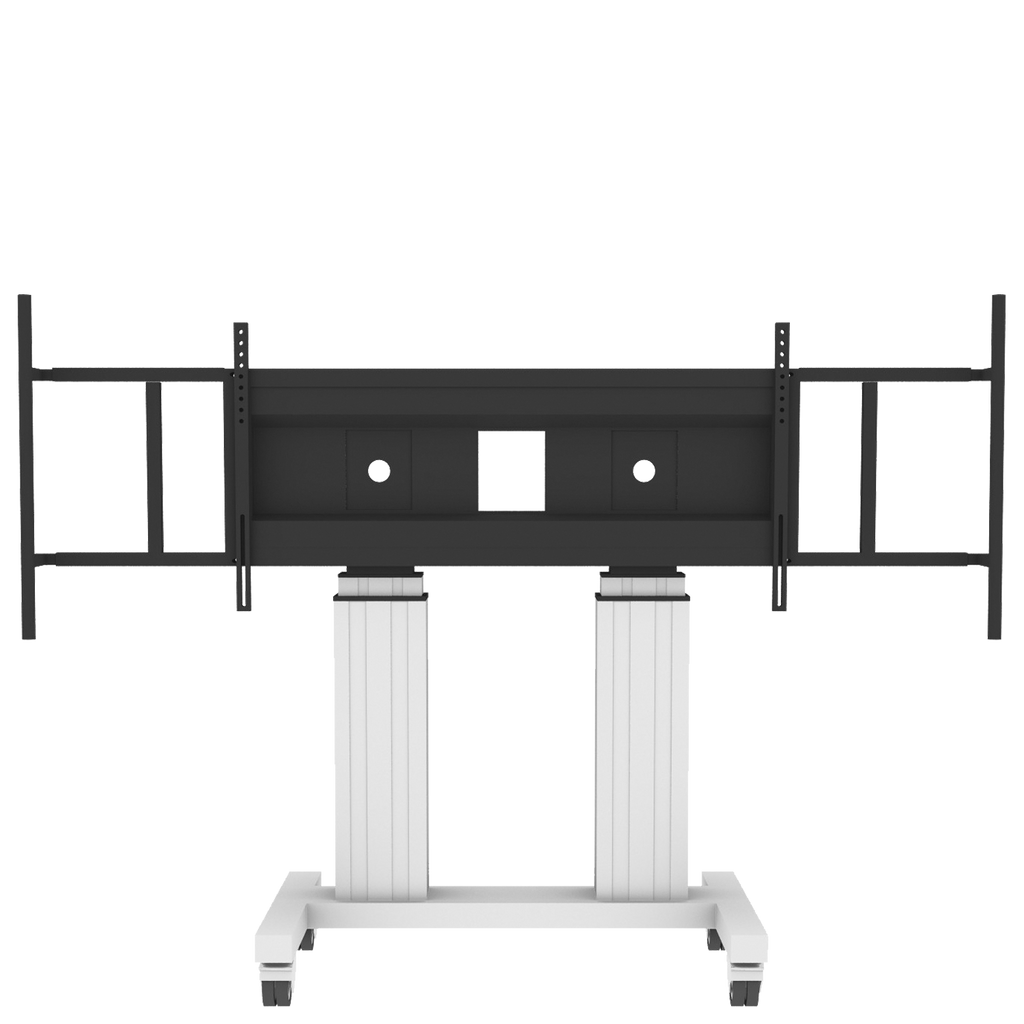 Elektrisch in hoogte verstelbare heavy duty XL tv-trolley, verrijdbaar monitorstatief met 50 cm slag en grote handgrepen