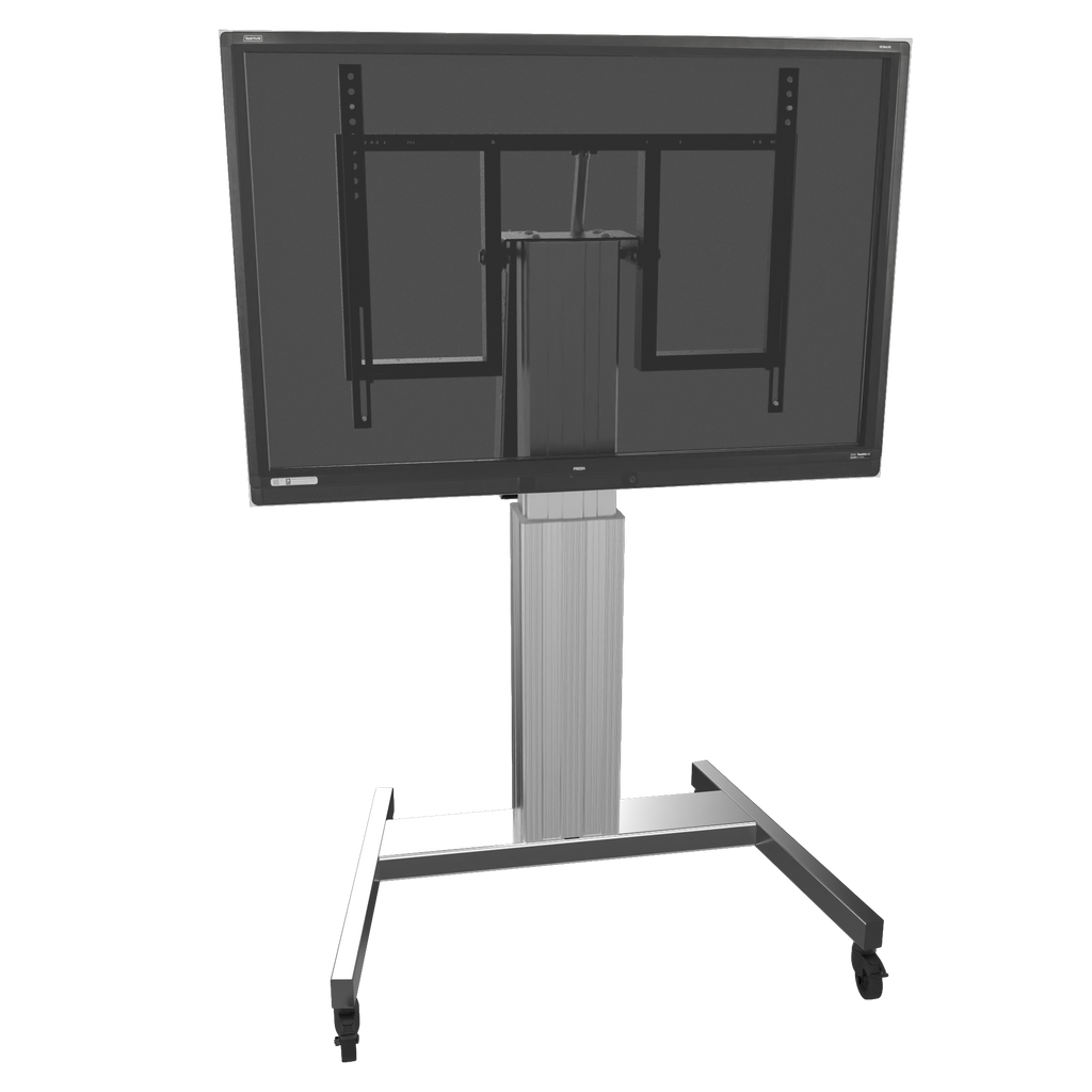 Elektrisch in hoogte verstelbare en kantelbare tv-trolley, verrijdbare monitorstandaard, 50 cm slag