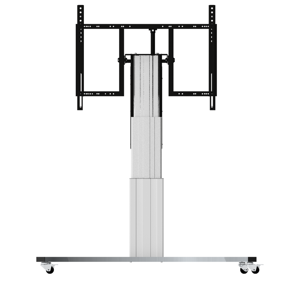 Elektrisch in hoogte verstelbare en kantelbare tv-trolley, verrijdbare monitorstandaard, 70 cm slag