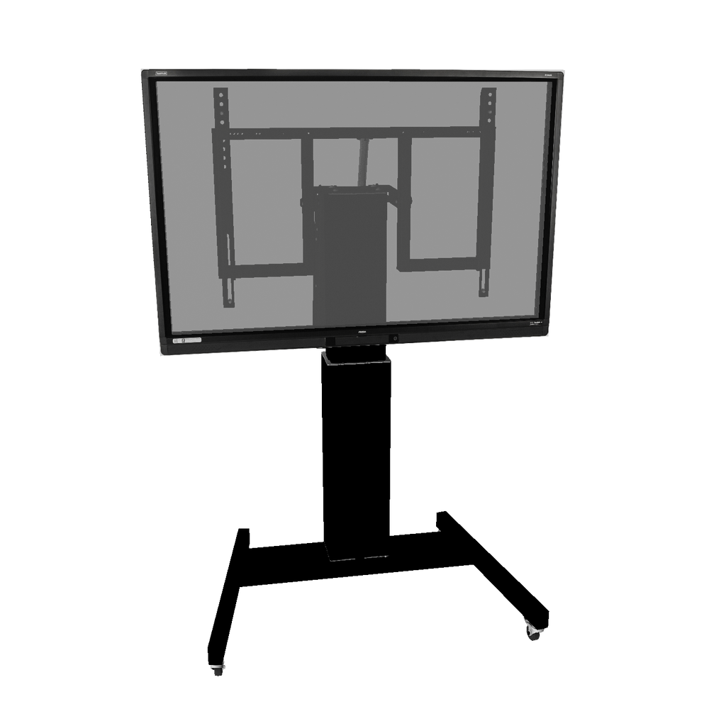 Elektrisch in hoogte verstelbare en kantelbare tv-trolley, verrijdbare monitorstandaard, 50 cm slag