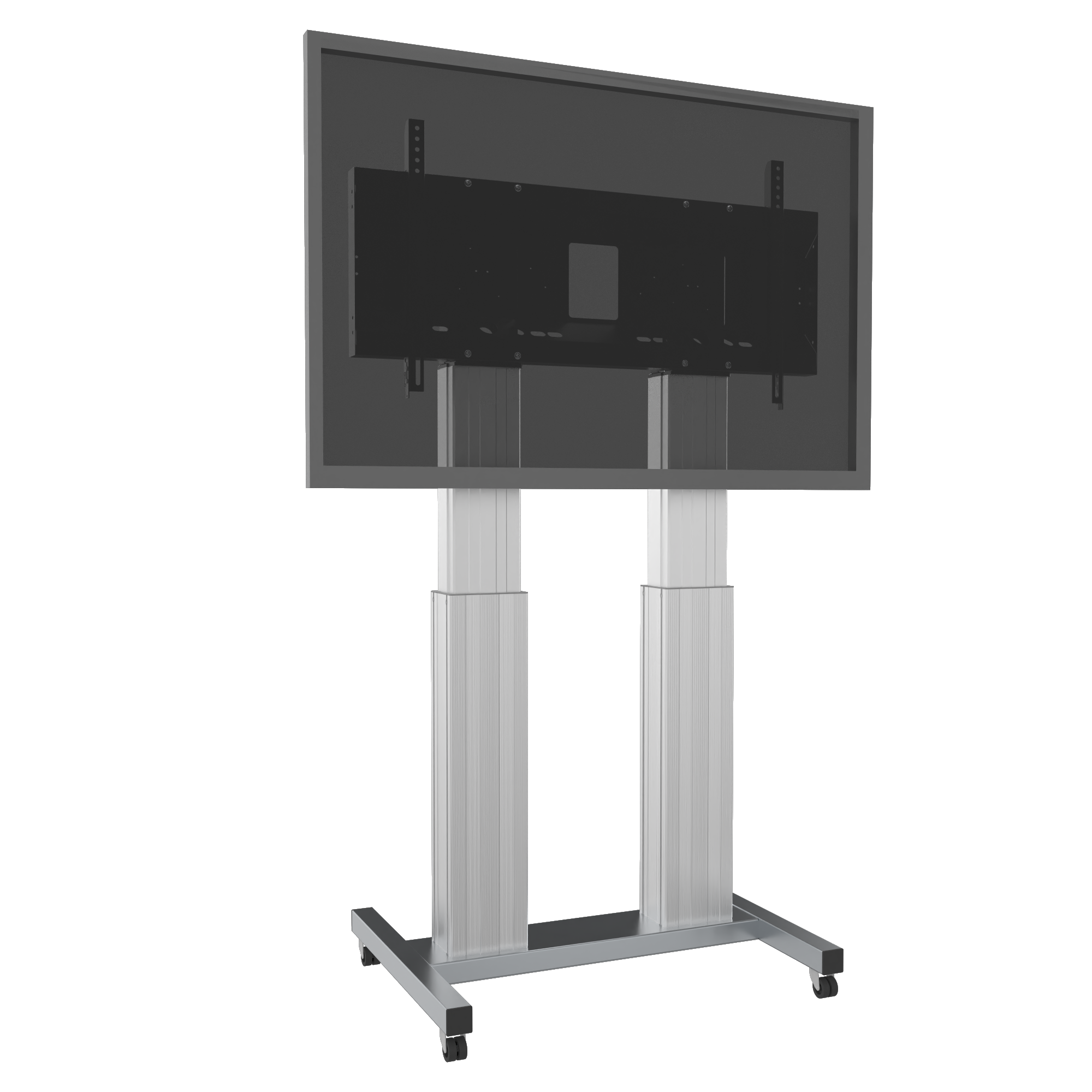 Elektrisch in hoogte verstelbare heavy duty XL tv-trolley, verrijdbaar monitorstatief met 50 cm slag