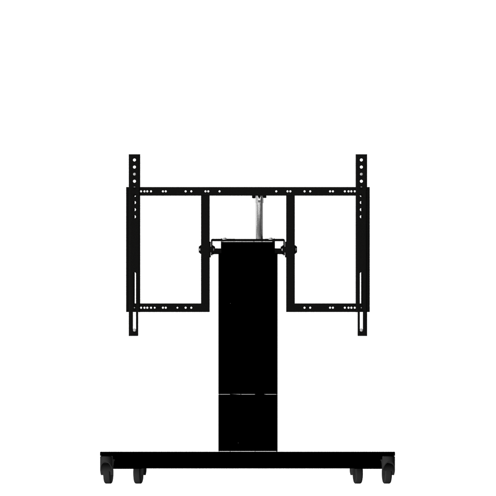 Elektrisch in hoogte verstelbare en kantelbare tv-trolley, verrijdbare monitorstandaard, 50 cm slag