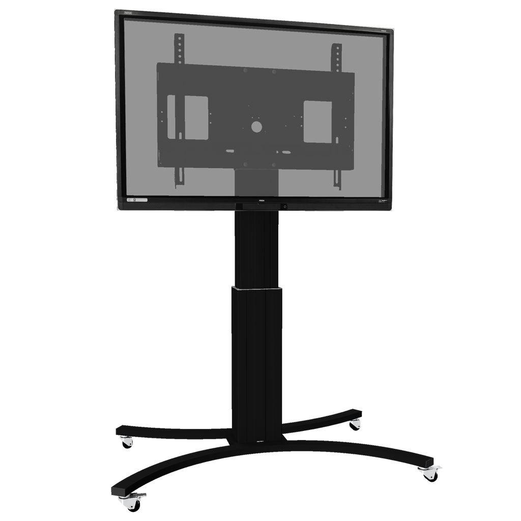 Elektrisch in hoogte verstelbaar rolstatief en verrijdbare houder voor displays met een slag van 50 cm