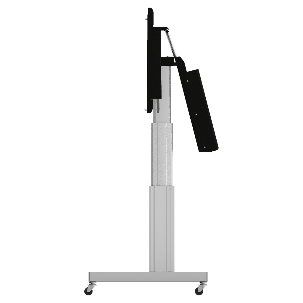 Elektrisch in hoogte verstelbare en kantelbare tv-trolley, verrijdbare monitorstandaard, 70 cm slag