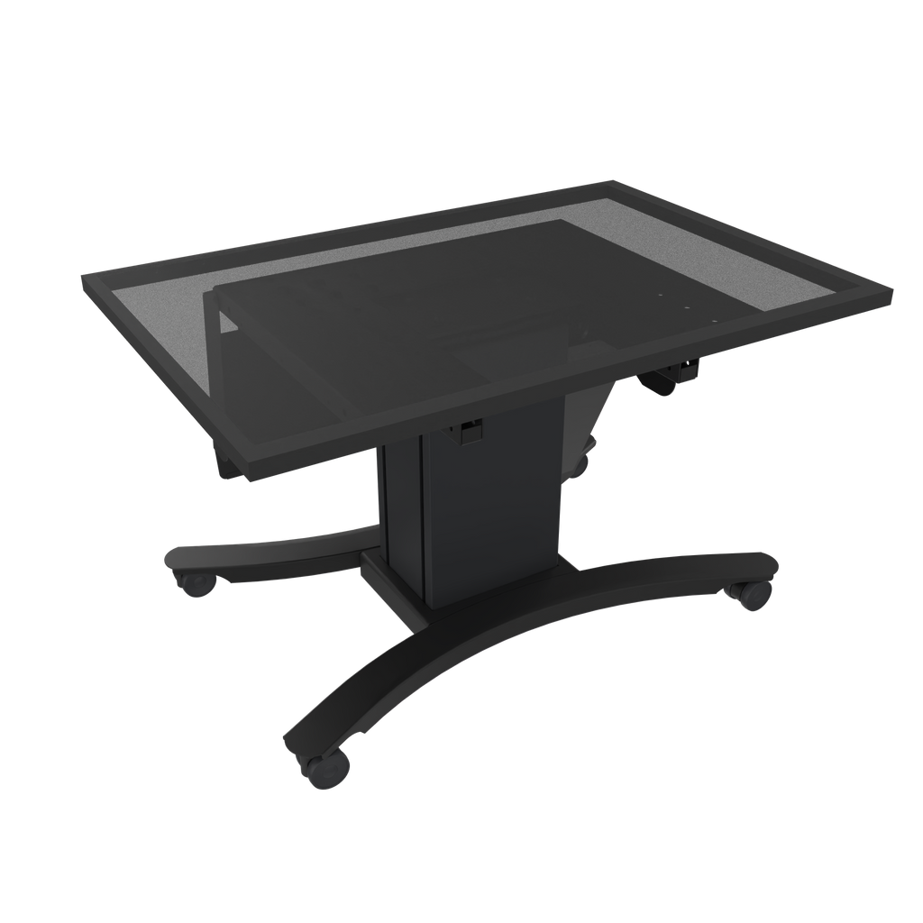 Elektrisch in hoogte verstelbare en kantelbare tv-trolley, verrijdbare monitorstandaard, 50 cm slag