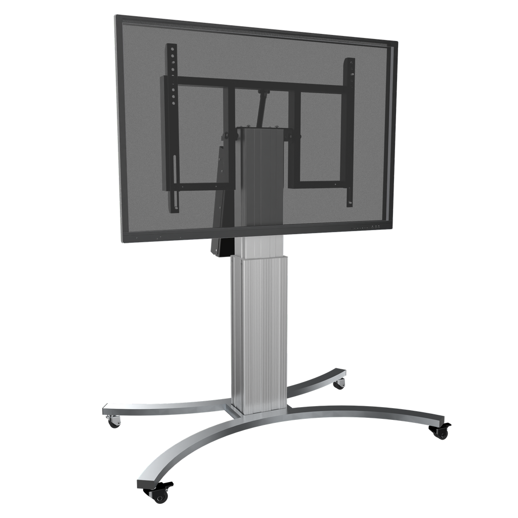 Elektrisch in hoogte verstelbare en kantelbare tv-trolley, verrijdbare monitorstandaard, 50 cm slag