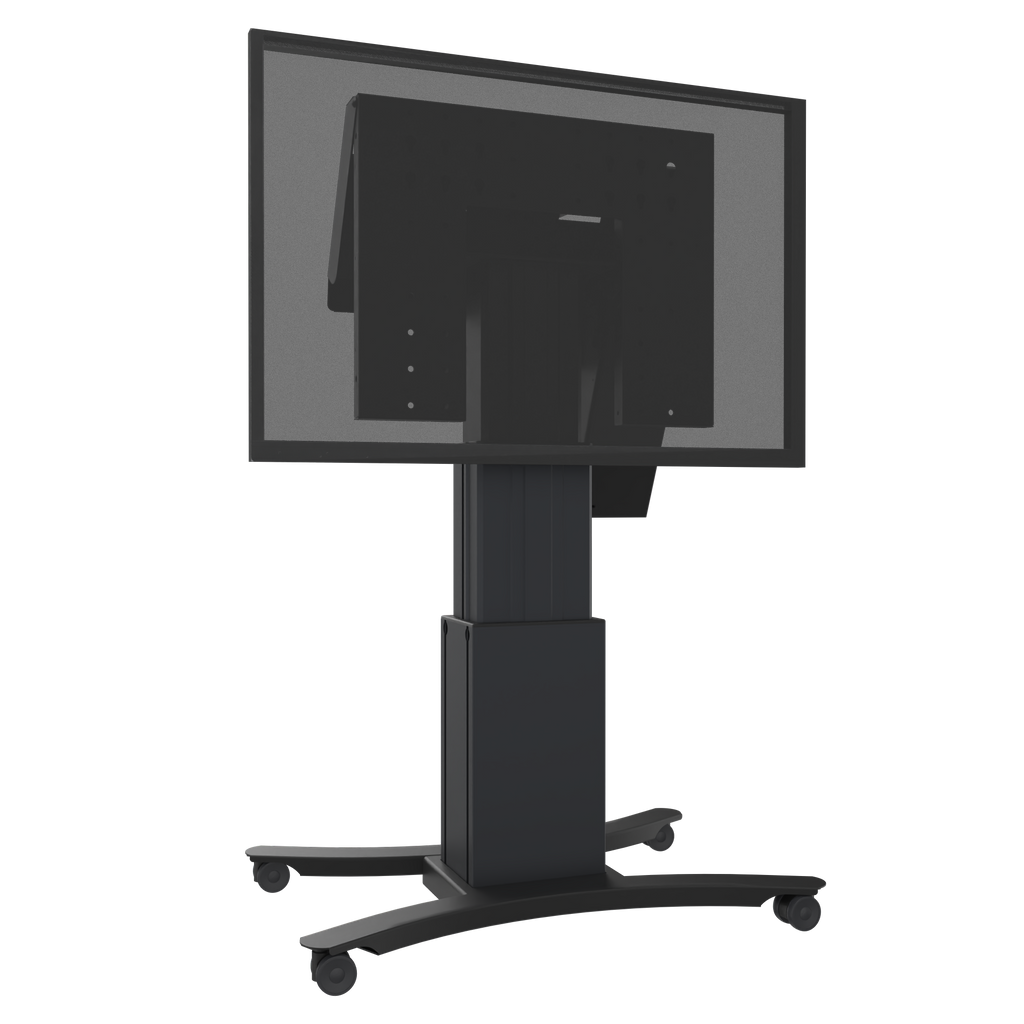 Elektrisch in hoogte verstelbare en kantelbare tv-trolley, verrijdbare monitorstandaard, 50 cm slag