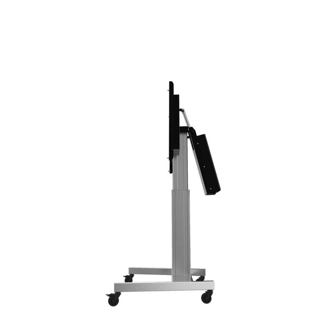 Elektrisch in hoogte verstelbare en kantelbare tv-trolley, verrijdbare monitorstandaard, 50 cm slag