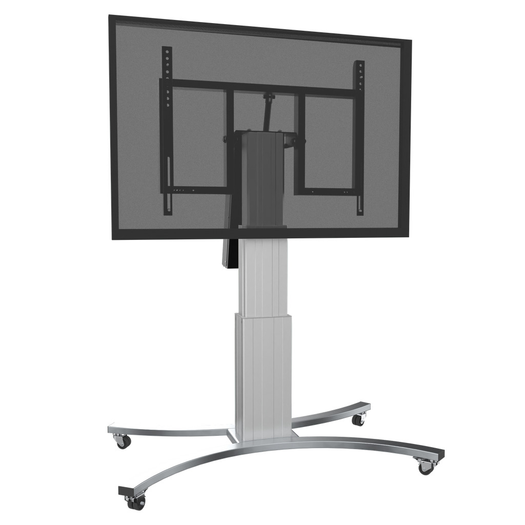 Elektrisch in hoogte verstelbare en kantelbare tv-trolley, verrijdbare monitorstandaard, 70 cm slag