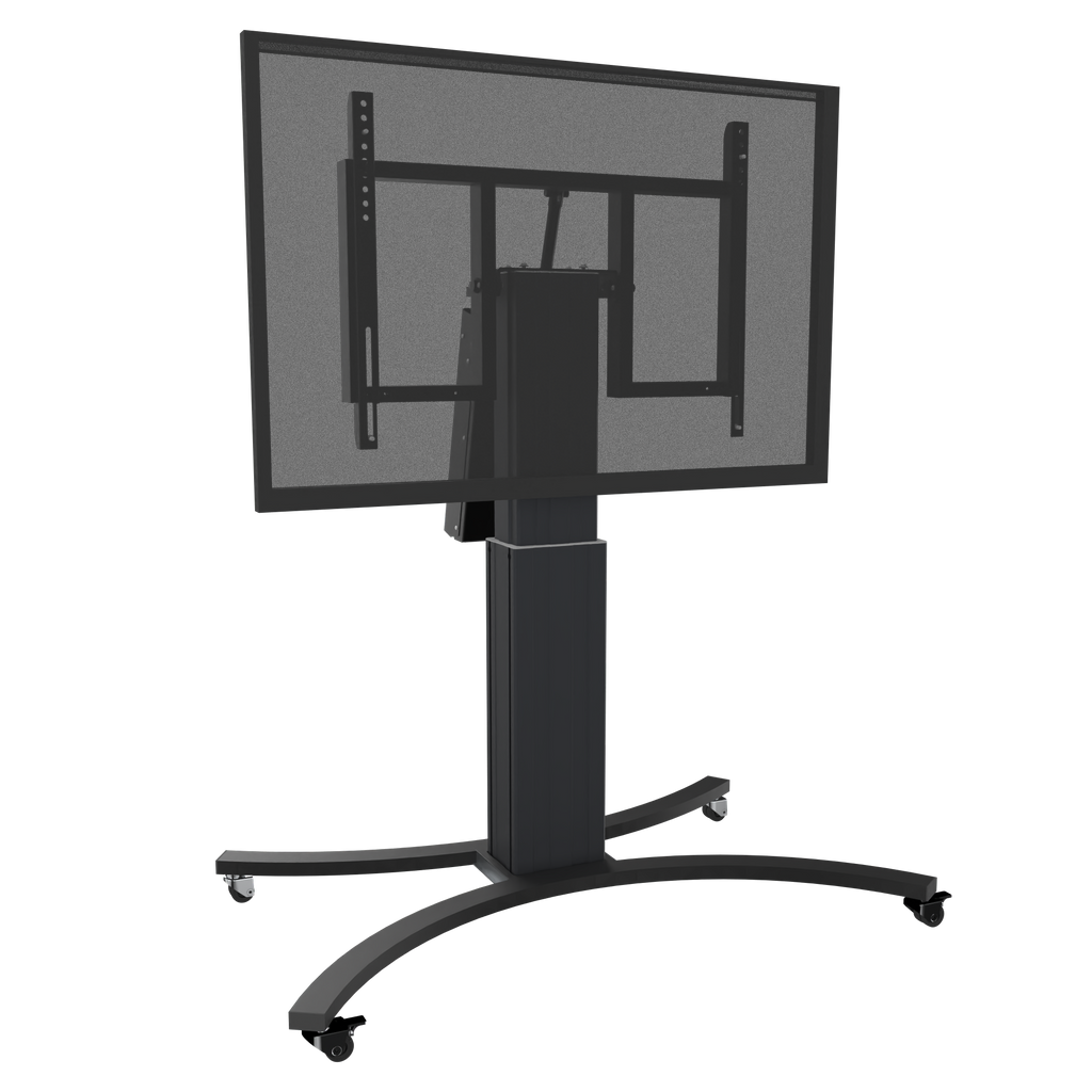 Elektrisch in hoogte verstelbare en kantelbare tv-trolley, verrijdbare monitorstandaard, 50 cm slag