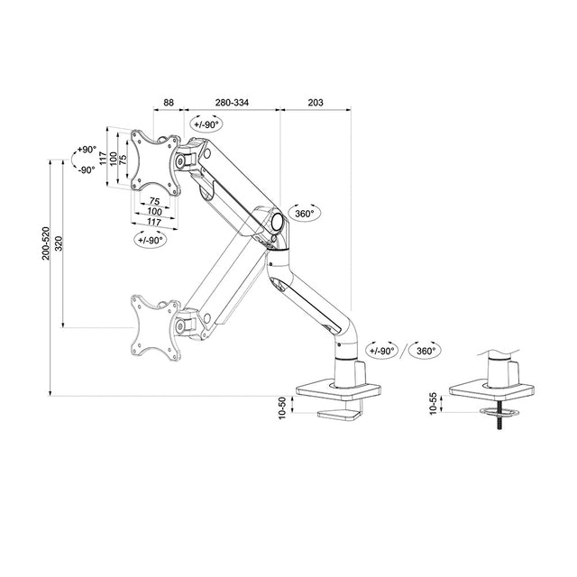 Monitorarm Neomounts DS70S-950BL1 zwart