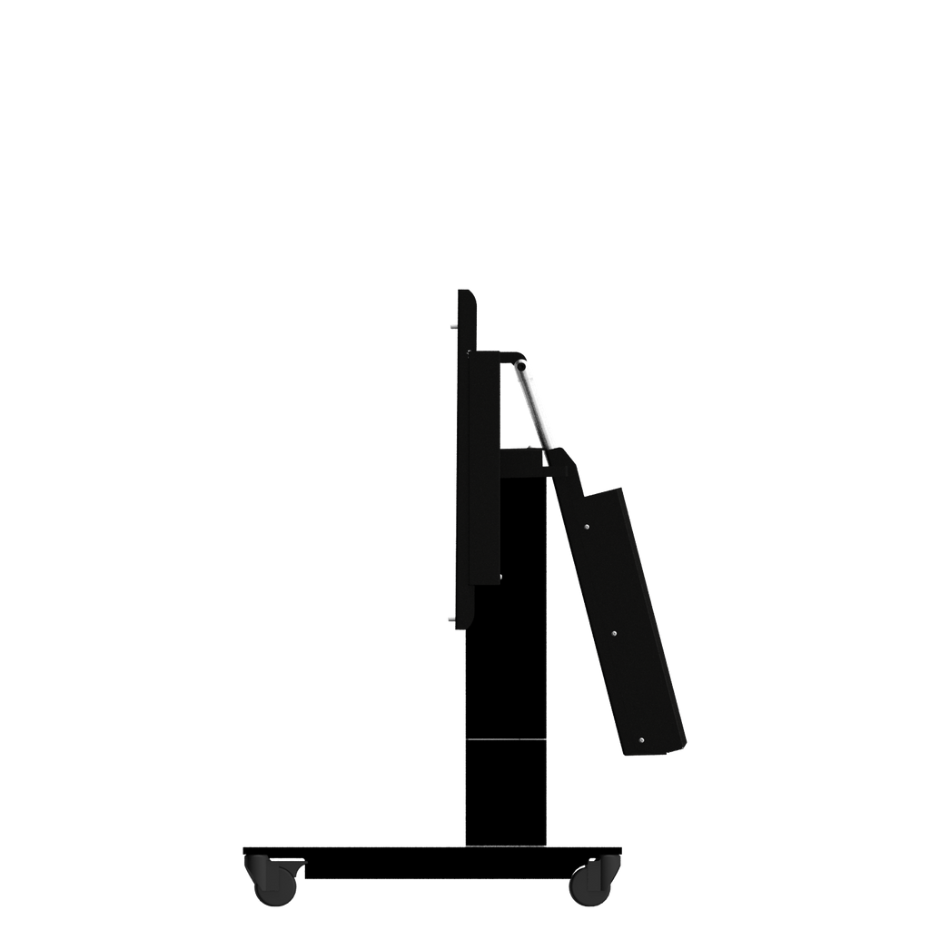 Elektrisch in hoogte verstelbare en kantelbare tv-trolley, verrijdbare monitorstandaard, 50 cm slag