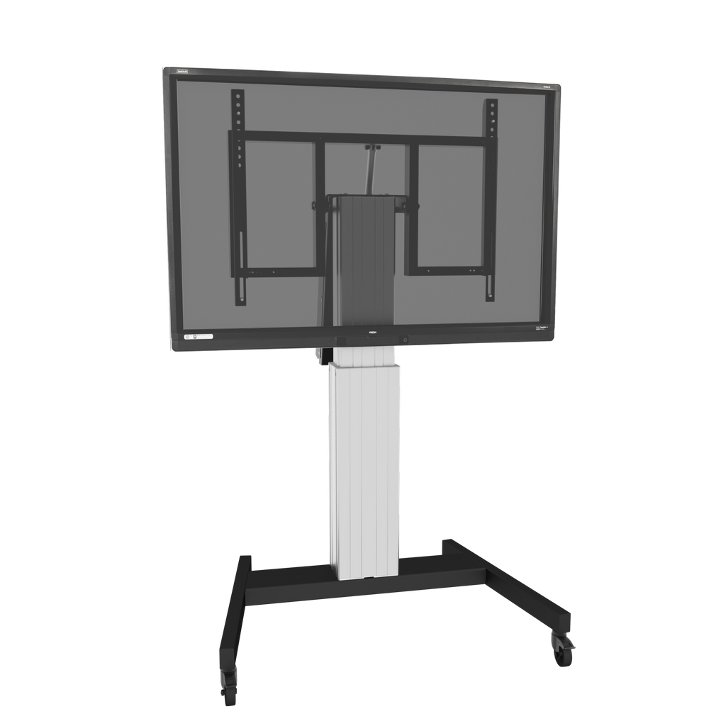 Elektrisch in hoogte verstelbare en kantelbare tv-trolley, verrijdbare monitorstandaard, 50 cm slag