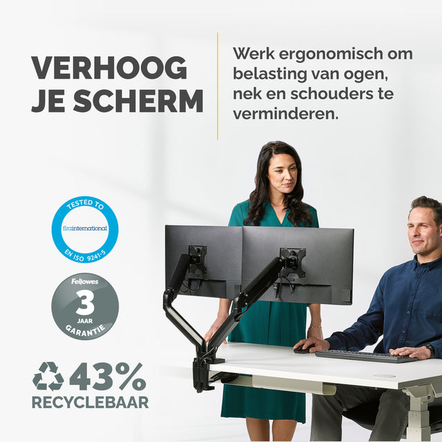 Monitorarm Fellowes Platinum Series dubbel horizontaal