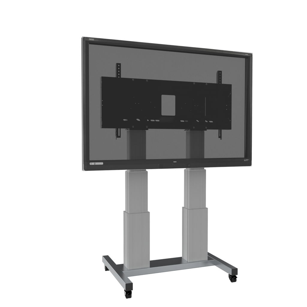 Elektrisch in hoogte verstelbare heavy duty XL tv-trolley, verrijdbaar monitorstatief met 70 cm slag